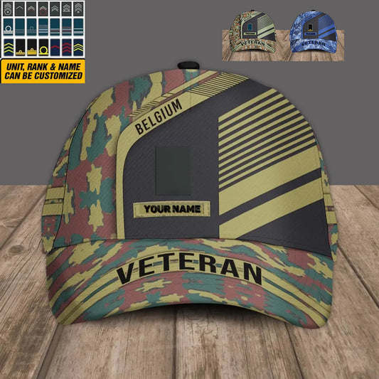 Casquette de baseball camouflage personnalisée avec rang et nom pour soldat/vétéran belge - 17083872