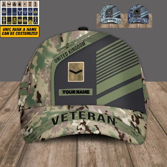 Personalized Rank And Name United Kingdom Soldier/Veterans Camo Baseball Cap - 2205230003-D04