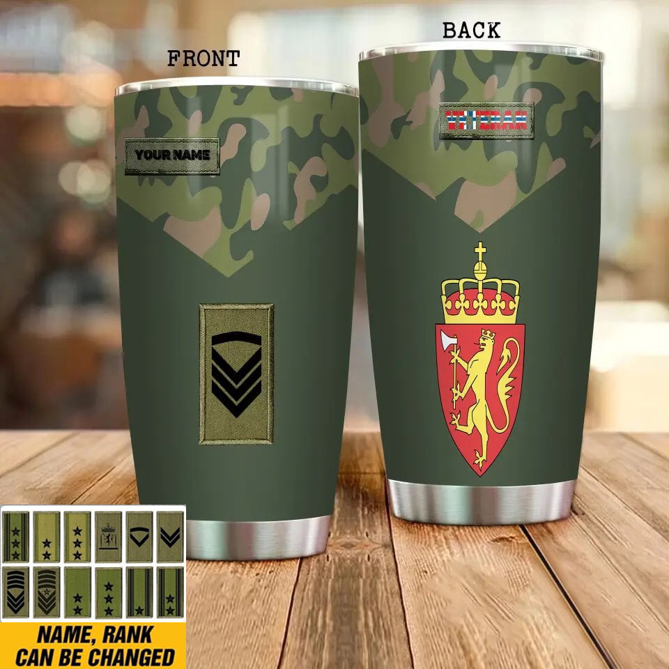 Personalized Norway Veteran/ Soldier With Rank And Name Camo Tumbler All Over Printed - 0206230001 - D04