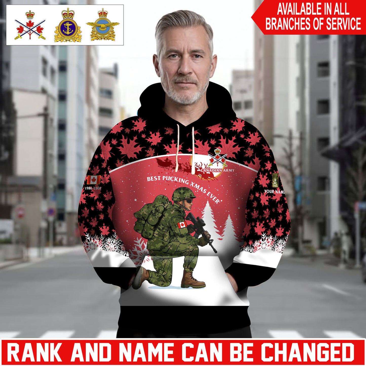 Personalized Canada Soldier/Veteran Camo with Name, Year and Rank Hoodie Sweater All Over Printed - 1762905602