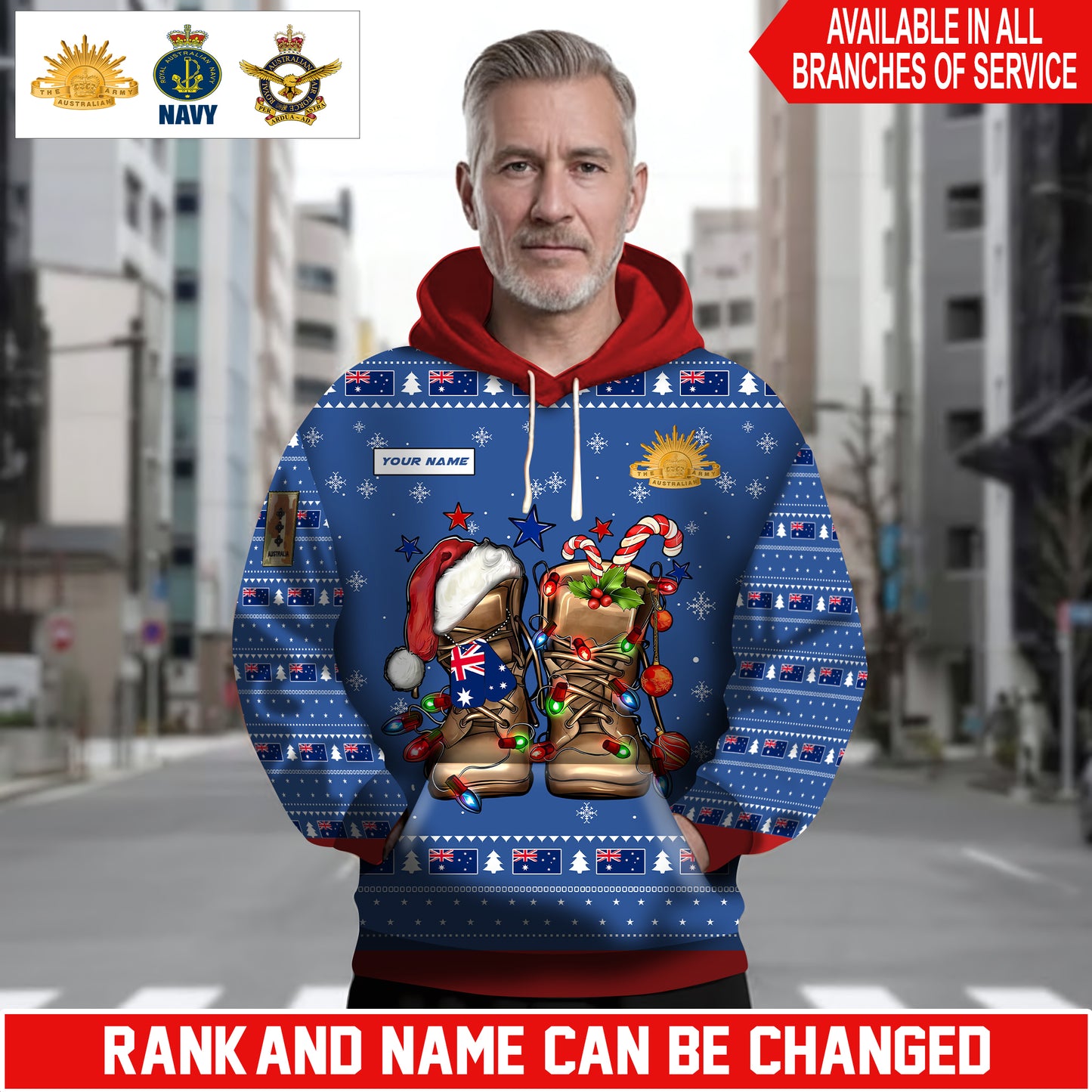 Personalized Australia Soldier/Veteran Camo with Name and Rank Hoodie Sweater All Over Printed - 1762732801