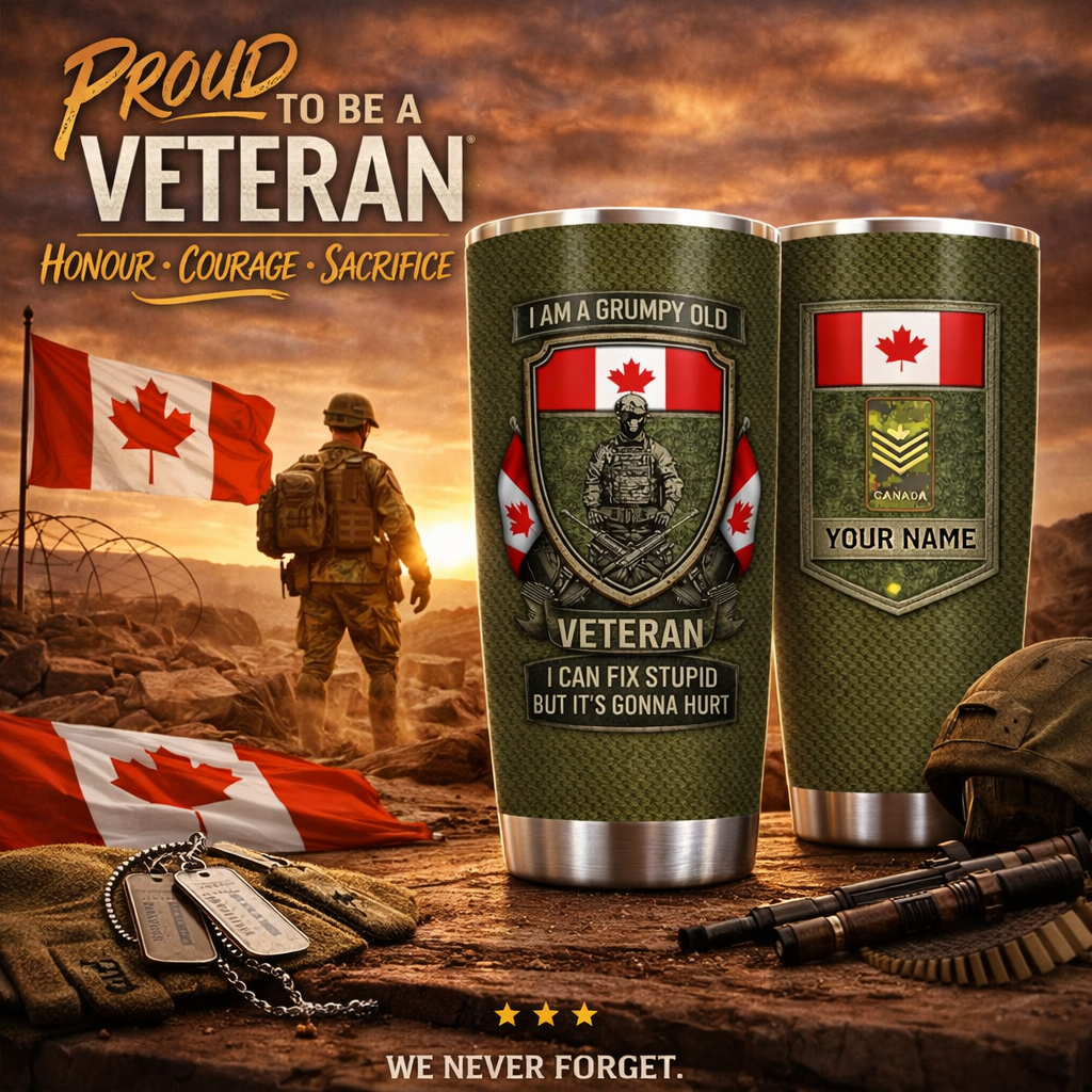 Personalized Canada Veteran/ Soldier With Rank And Name Camo Tumbler - 17727552