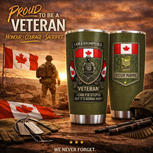 Personalized Canada Veteran/ Soldier With Rank And Name Camo Tumbler - 17727552