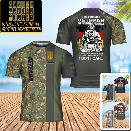 Personalized Germany Soldier/ Veteran Camo With Name And Rank T-Shirt 3D Printed - 3001240002