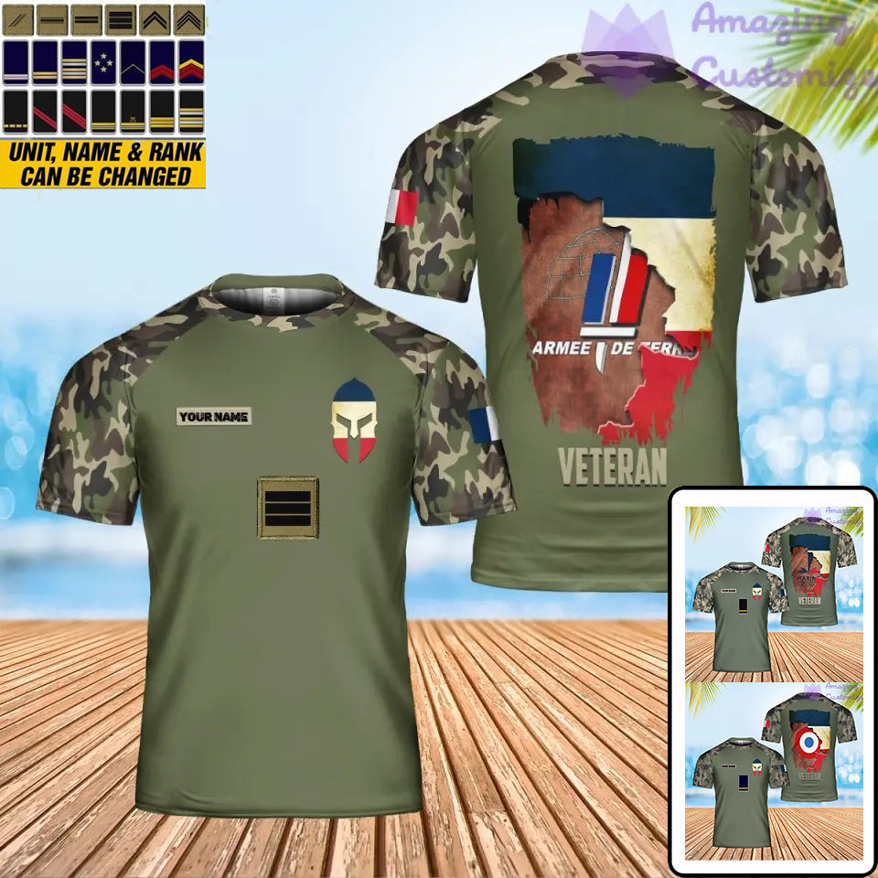 Personalized France Solider/ Veteran Camo With Name And Rank T-Shirt 3D Printed - 1705708803