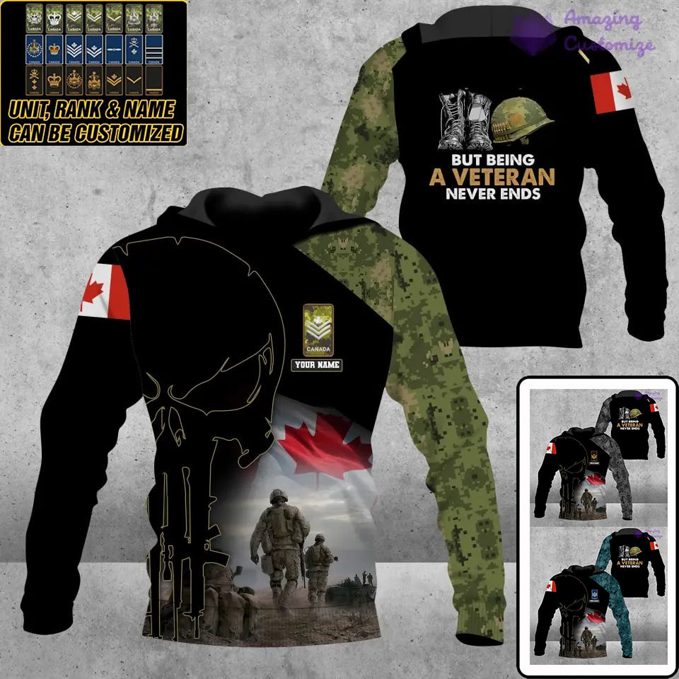 Personalized Canada Soldier/ Veteran Camo With Name And Rank Hoodie 3D Printed - 1407230001