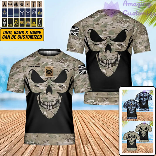 Personalized United Kingdom Solider/ Veteran Camo With Name And Rank T-Shirt 3D Printed - 2901240003