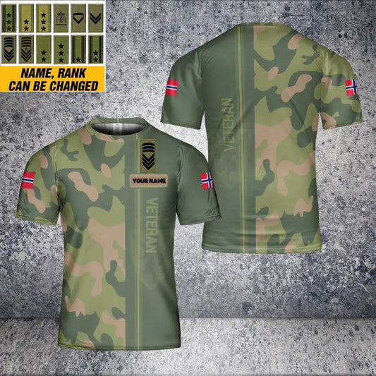 Personalized Norway Solider/ Veteran Camo With Name And Rank T-Shirt 3D Printed - 1901240001