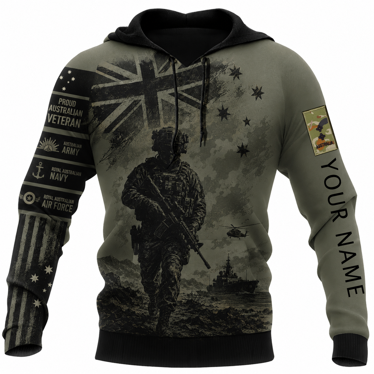 Personalized Australia Soldier/Veteran with Name & Rank Hoodie All Over Printed - TH1779235202