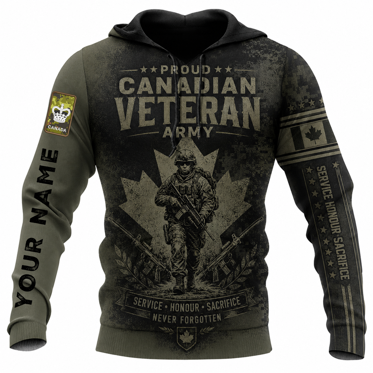 Personalized Canada Soldier/Veteran with Name & Rank Hoodie All Over Printed - TH1779235202