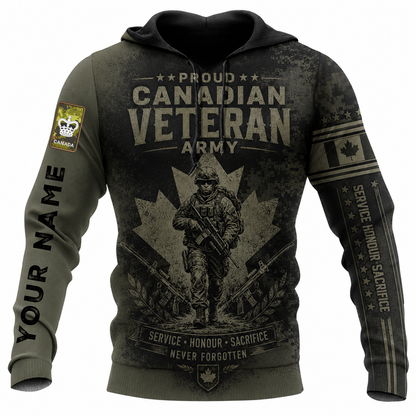Personalized Canada Soldier/Veteran with Name & Rank Hoodie All Over Printed - TH1779235202