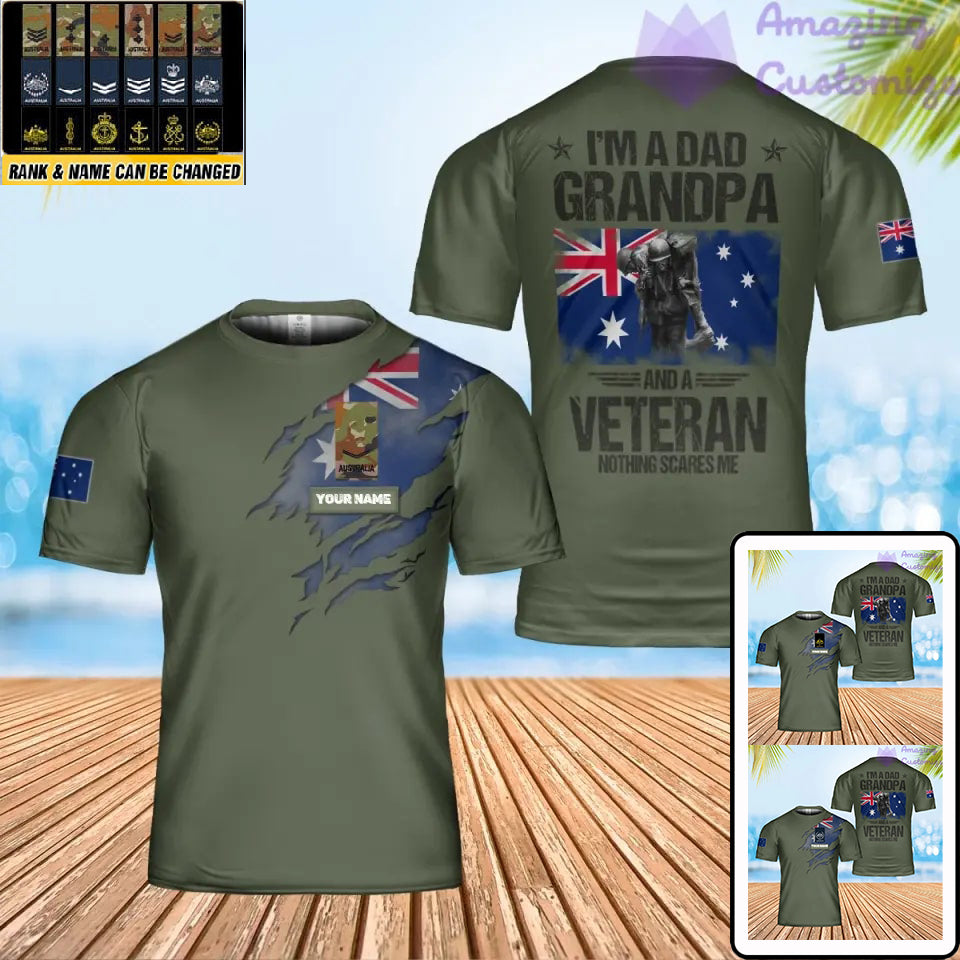 Personalized Australia Solider/ Veteran Camo With Name And Rank T-Shirt 3D Printed - 1704412802