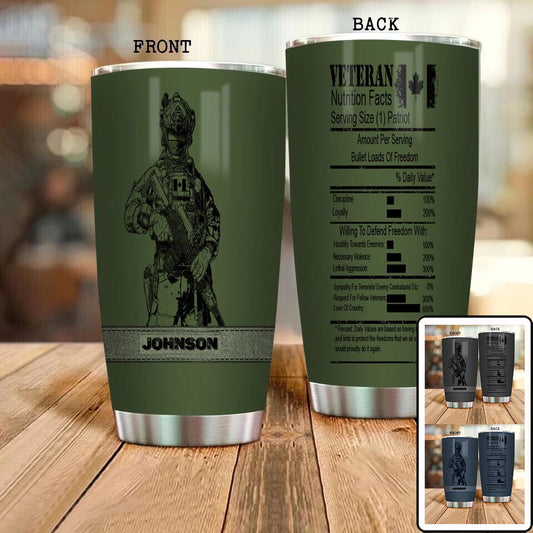 Personalized Canadian Veteran/ Soldier Camo Tumbler All Over Printed - 17070912