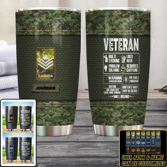Personalized Canadian Veteran/ Soldier Camo Tumbler All Over Printed 0502240027