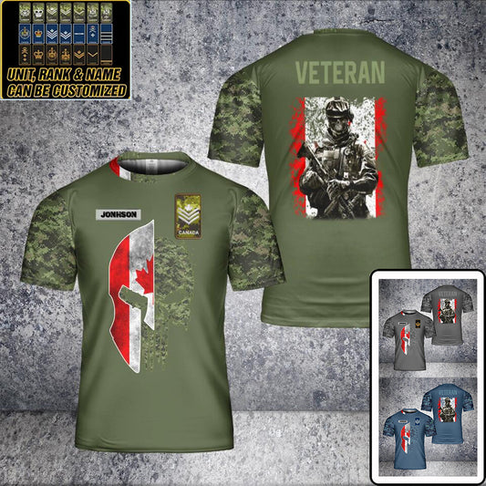 Personalized Canada Solider/ Veteran Camo With Name And Rank T-Shirt 3D Printed - 2601240001