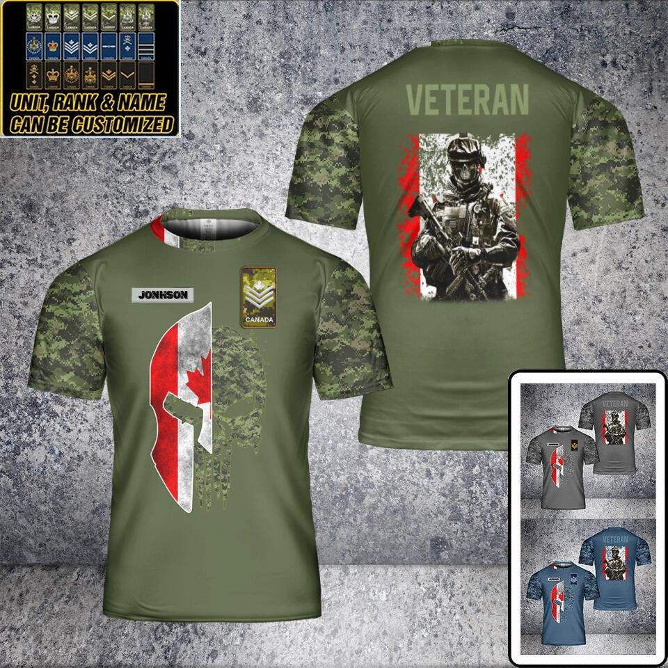 Personalized Canada Solider/ Veteran Camo With Name And Rank T-Shirt 3D Printed - 17062272