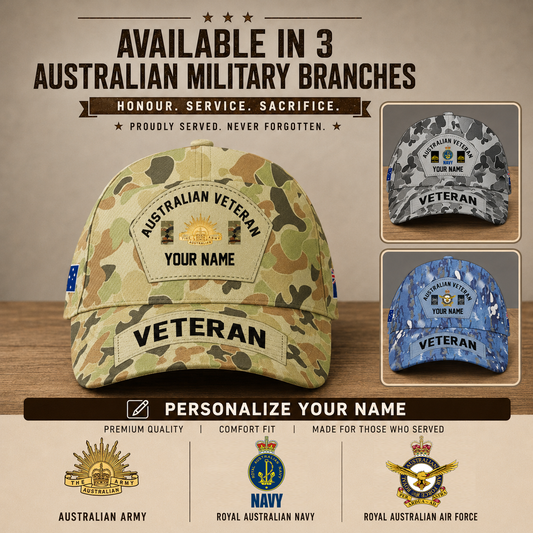 Personalized Rank And Name Australia Soldier/Veterans Camo Baseball Cap - 1824269419