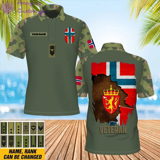 Personalized Norway Soldier/ Veteran Camo With Name And Rank POLO 3D Printed - 0206230002