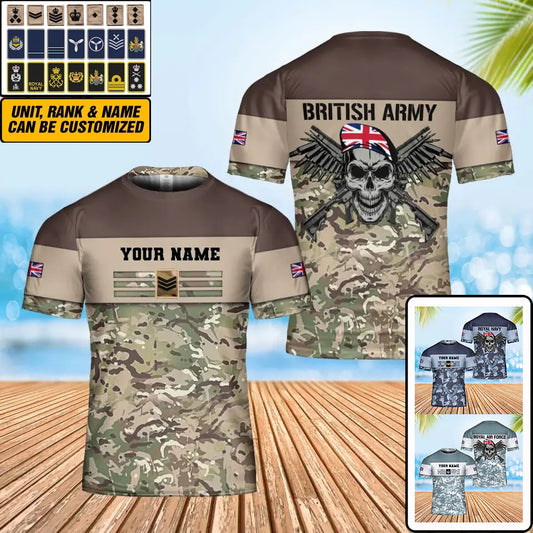 Personalized UK Soldier/ Veteran Camo With Name And Rank T-shirt 3D Printed - 0502240002
