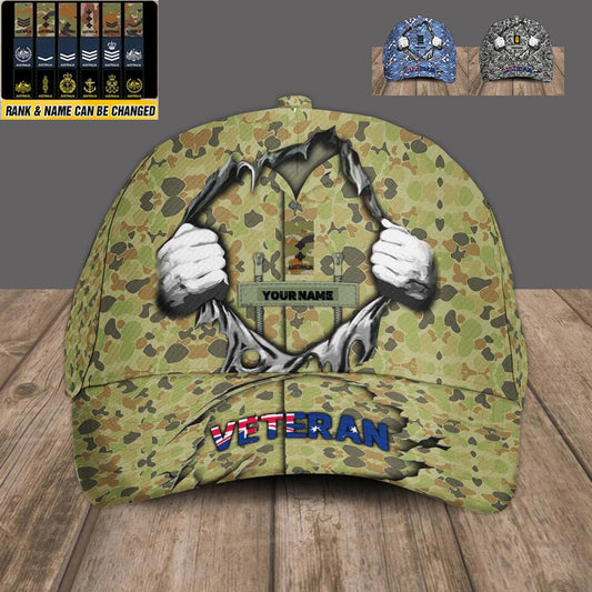 Personalized Rank And Name Australian Soldier/Veterans Camo Baseball Cap - 2703230011