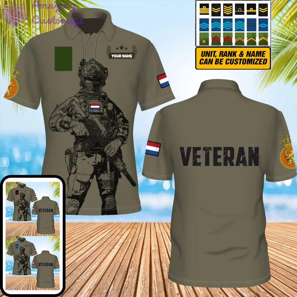 Personalized Netherlands Soldier/ Veteran Camo With Name And Rank POLO 3D Printed - 1686614401