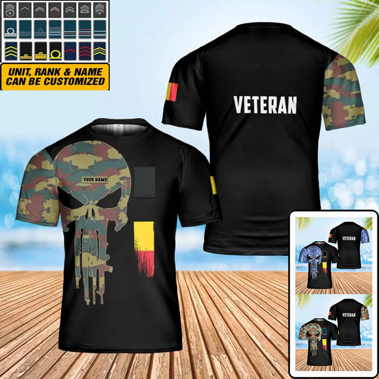 Personalized Belgium Soldier/ Veteran Camo With Name And Rank T-Shirt 3D Printed - 0102240001