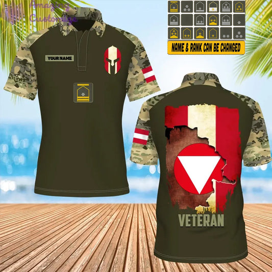 Personalized Austria Soldier/ Veteran Camo With Name And Rank POLO 3D Printed- 1306230001