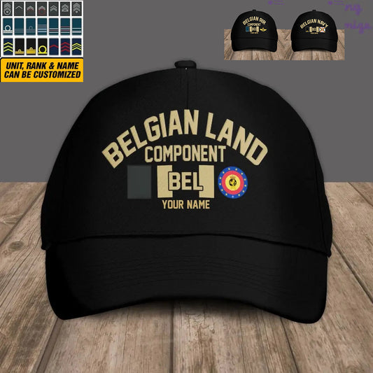 Casquette de baseball camouflage personnalisée avec rang et nom pour soldat/vétéran belge, version dorée - 16892928