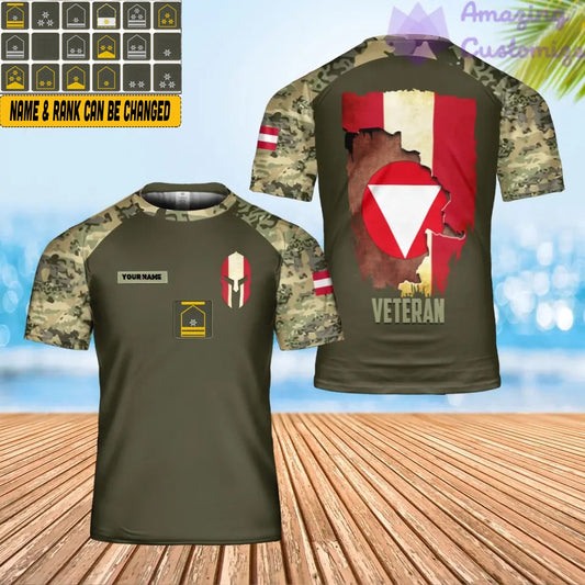 Personalized Austria Solider/ Veteran Camo With Name And Rank T-shirt 3D Printed - 0102240003