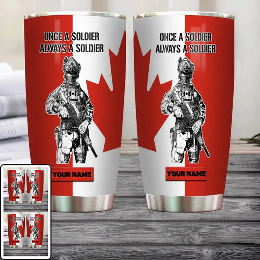 Personalized Canadian Veteran/ Soldier With Rank And Name Camo Tumbler All Over Printed - 1707091211