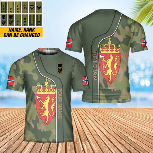 Personalized Norway Soldier/ Veteran Camo With Name And Rank T-shirt 3D Printed - 0602240001