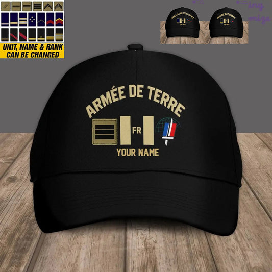 Personalized Rank And Name France Soldier/Veterans Camo Baseball Cap Gold Version - 1407230001