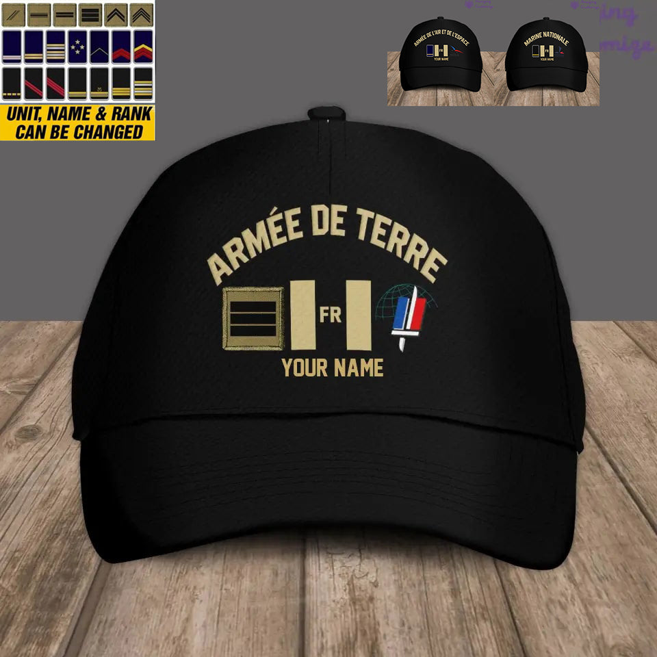 Personalized Rank And Name France Soldier/Veterans Camo Baseball Cap Gold Version - 16901568