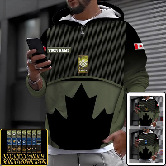 Personalized Canadian Soldier/ Veteran Camo With Name And Rank Hoodie 3D Printed -1212230002