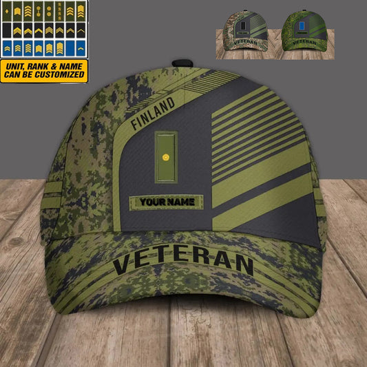 Personalized Rank And Name Finland Soldier/Veterans Camo Baseball Cap - 2002240001