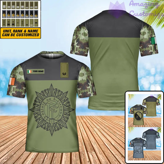 Personalisiertes irisches Soldat-/Veteranen-T-Shirt im Camouflage-Stil mit Namen und Rang, 3D-Druck – 0602240003