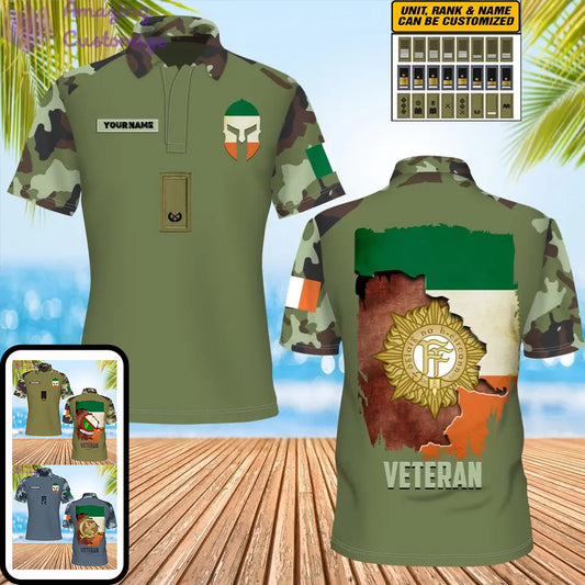 Personalized Ireland Soldier/ Veteran Camo With Name And Rank POLO 3D Printed - 16866144