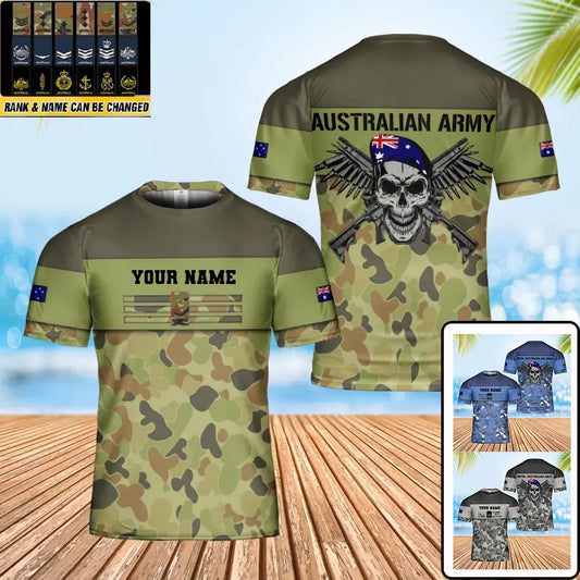 Personalized Australian Soldier/ Veteran Camo With Name And Rank T-shirt 3D Printed - 0102240002