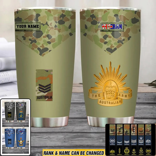 Personalized Australian Veteran/ Soldier With Rank And Name Camo Tumbler All Over Printed - Personalized Australian Veteran/ Soldier With Rank And Name Camo Tumbler All Over Printed 1824249414