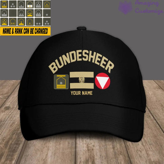 Personalized Rank And Name Austria Soldier/Veterans Camo Baseball Cap Gold Version - 1407230001