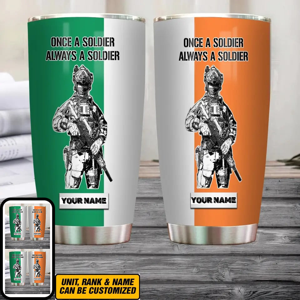 Personalized Irish Veteran/Soldier With Name Camo Tumbler All Over Printed - 1683504001