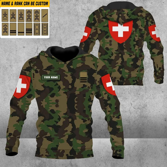 Personalized Swiss Soldier/ Veteran Camo With Name And Rank Hoodie - 1708230001