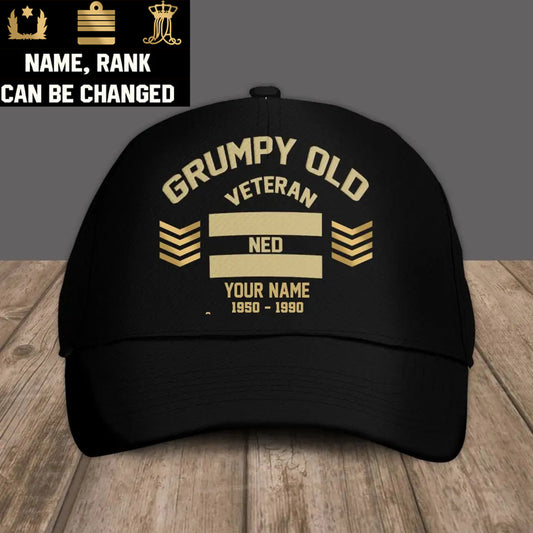Personalized Rank And Name Netherlands Soldier/Veterans Camo Baseball Cap Grumpy Veteran - 16945632