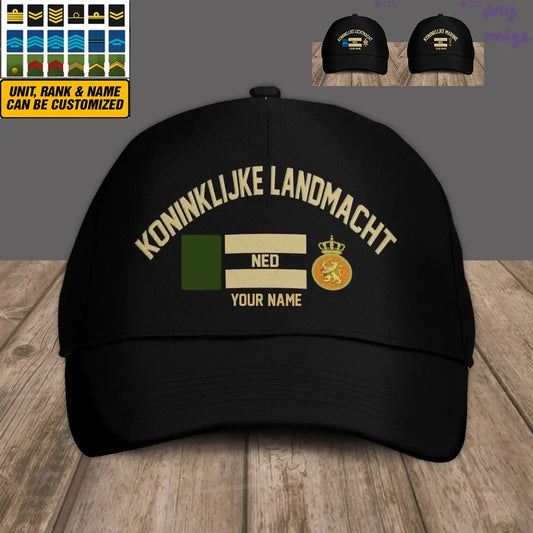 Personalized Rank And Name Netherlands Soldier/Veterans Camo Baseball Cap Gold Version - 1407230001