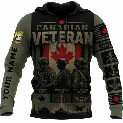 Personalized Canada Soldier/Veteran with Name & Rank Hoodie All Over Printed - TH1779235203