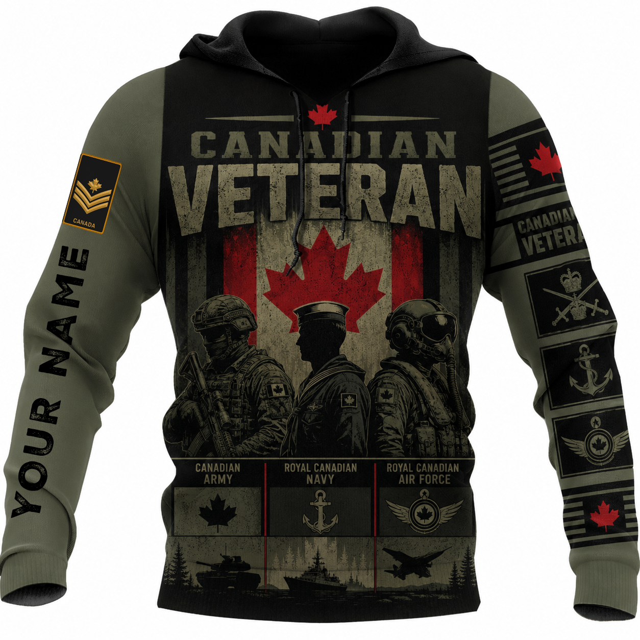Personalized Canada Soldier/Veteran with Name & Rank Hoodie All Over Printed - TH1779235203