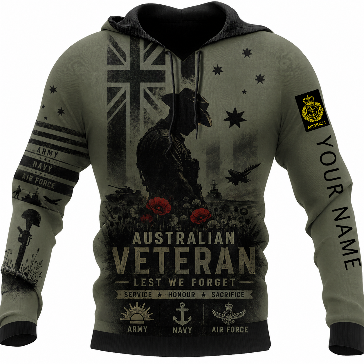 Personalized Australia Soldier/Veteran with Name & Rank Hoodie All Over Printed - TH1779235203