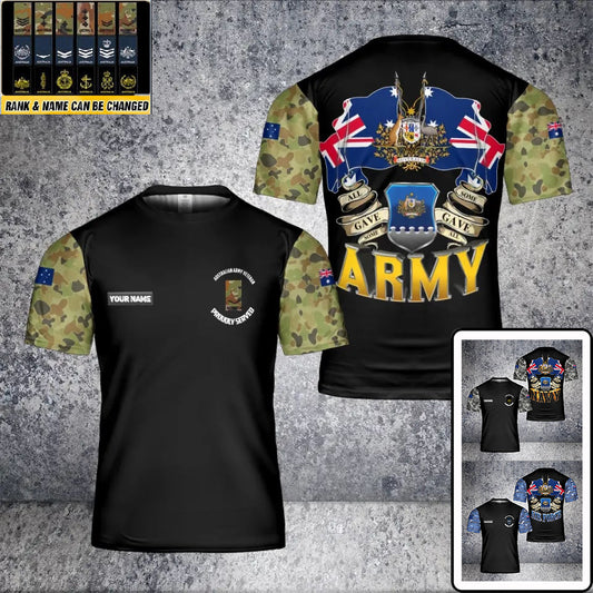 Personalized Australian Solider/ Veteran Camo With Name And Rank T-Shirt 3D Printed - 2001240002