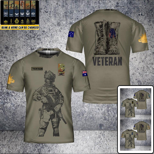 Personalized Australian Solider/ Veteran Camo With Name And Rank T-Shirt 3D Printed - 2001240005