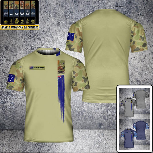 Personalized Australian Solider/ Veteran Camo With Name And Rank T-Shirt 3D Printed - 2101240004
